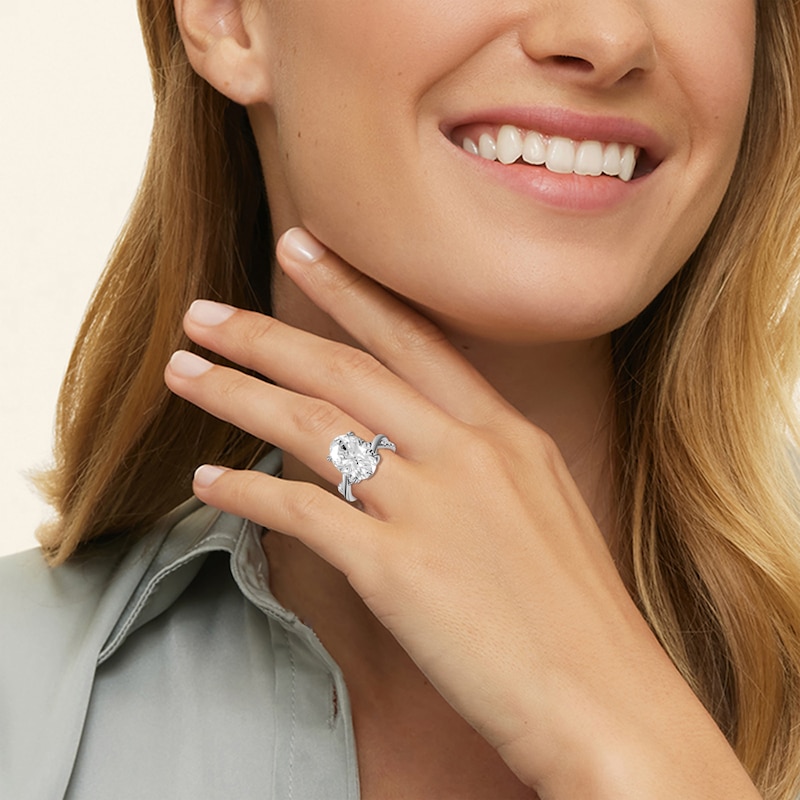 Main Image 5 of Now + Forever Lab-Grown Diamonds Oval-Cut Twist Engagement Ring 6-1/3 ct tw 14K White Gold