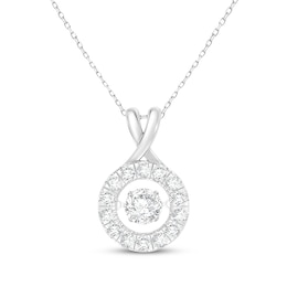 Unstoppable Love Lab-Grown Diamond Halo Necklace 1-1/4 ct tw Sterling Silver 18"