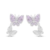 Thumbnail Image 2 of Pink & White Lab-Created Sapphire Butterfly Dangle Earrings Sterling Silver