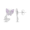 Thumbnail Image 3 of Pink & White Lab-Created Sapphire Butterfly Dangle Earrings Sterling Silver
