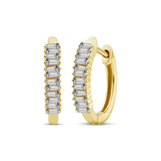 KAY Lab-Grown Diamonds Tapered Baguette-Cut Huggie Hoop Earrings 1/5 ct tw 10K Yellow Gold