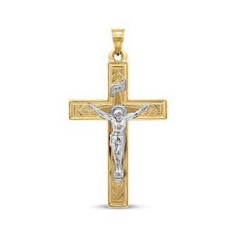 Textured Crucifix Necklace Charm 10K Yellow Gold