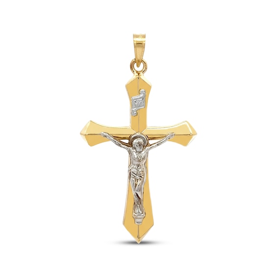 Flared Crucifix Necklace Charm 10K Yellow Gold