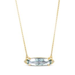 Le Vian Elongated Oval-Cut Green Quartz & Diamond Accent Necklace 14K Honey Gold 19"