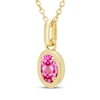 Thumbnail Image 2 of STUDIO BY KAY Oval-Cut Pink Lab-Created Sapphire Solitaire Necklace 24K Yellow Gold Vermeil Sterling Silver 18"