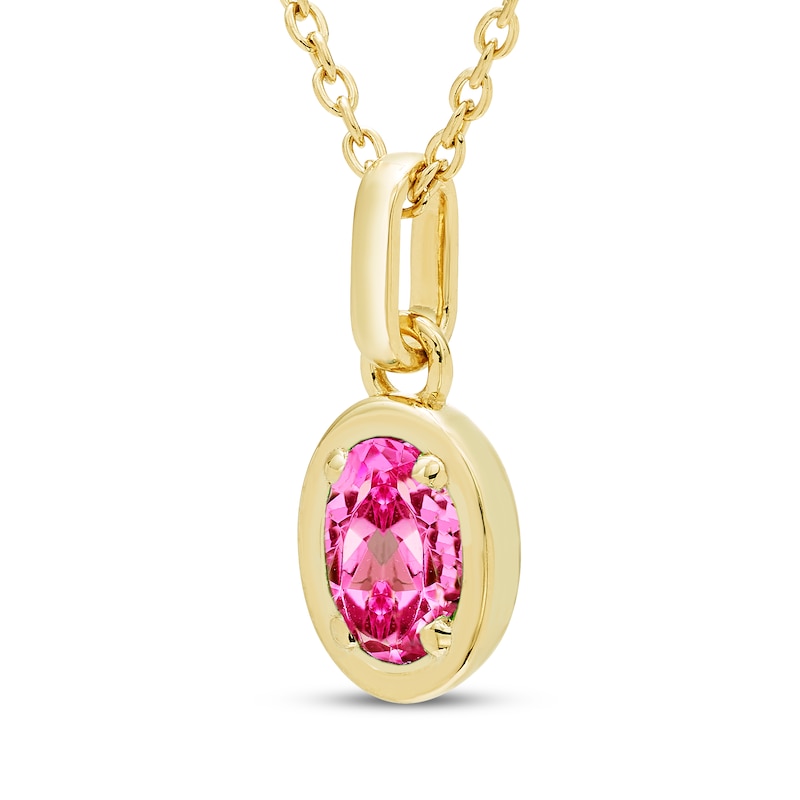 Main Image 2 of STUDIO BY KAY Oval-Cut Pink Lab-Created Sapphire Solitaire Necklace 24K Yellow Gold Vermeil Sterling Silver 18"