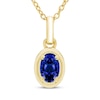 Thumbnail Image 1 of STUDIO BY KAY Oval-Cut Blue Lab-Created Sapphire Solitaire Necklace 24K Yellow Gold Vermeil Sterling Silver 18"