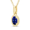 Thumbnail Image 2 of STUDIO BY KAY Oval-Cut Blue Lab-Created Sapphire Solitaire Necklace 24K Yellow Gold Vermeil Sterling Silver 18"
