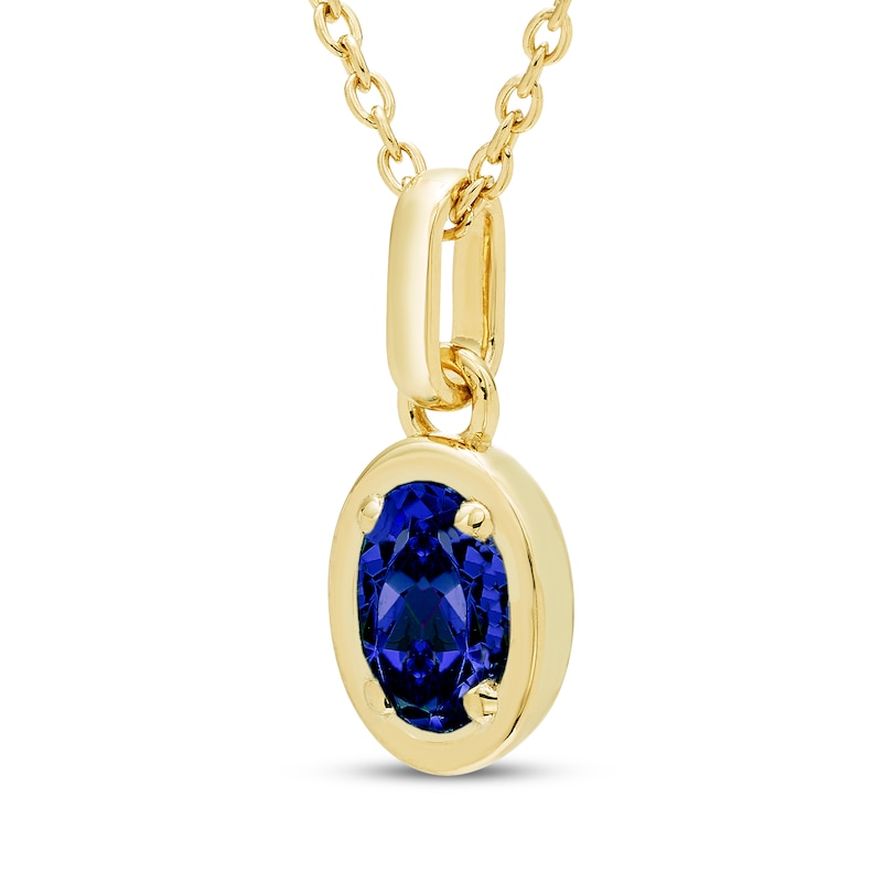 Main Image 2 of STUDIO BY KAY Oval-Cut Blue Lab-Created Sapphire Solitaire Necklace 24K Yellow Gold Vermeil Sterling Silver 18"