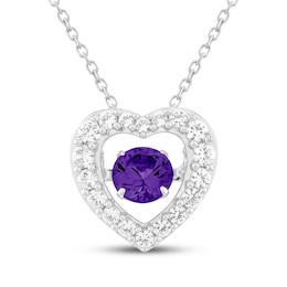 Unstoppable Love Amethyst & White Lab-Created Sapphire Heart Necklace Sterling Silver 18"