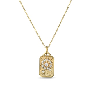 Rocksbox Wheel of Fortune Tarot Card Lab-Grown Diamond Necklace 1/10 ct tw 24K Yellow Gold Vermeil Sterling Silver 19"