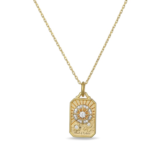 Rocksbox Wheel of Fortune Tarot Card Lab-Grown Diamond Necklace 1/10 ct tw 24K Yellow Gold Vermeil Sterling Silver 19"