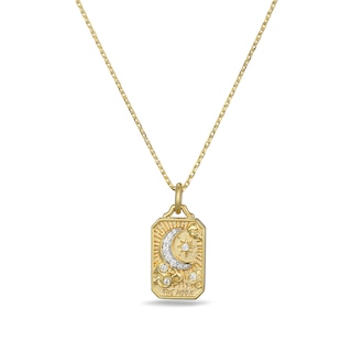 Rocksbox The Moon Tarot Card Lab-Grown Diamond Necklace 1/10 ct tw 24K Yellow Gold Vermeil Sterling Silver 19"