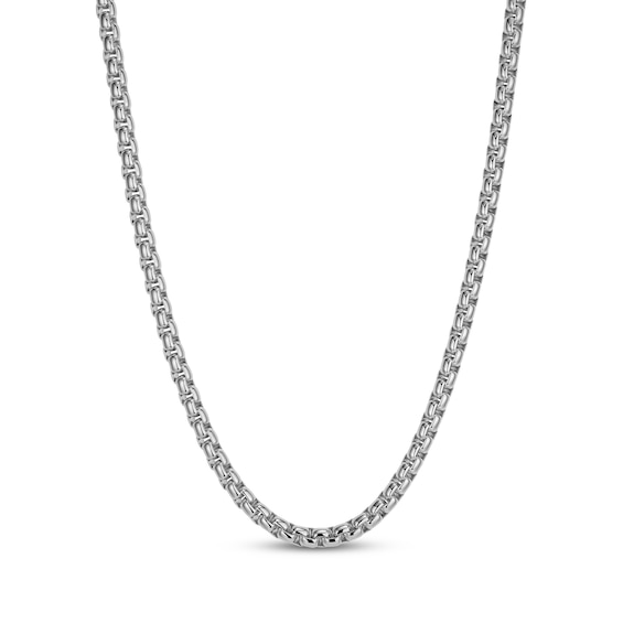 JAXXON Men's Collection 3.5mm Round Link Box Chain Necklace Solid Stainless Steel 22"