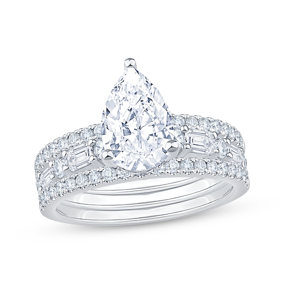 Now + Forever Lab-Grown Diamonds Certified Pear-Shaped Bridal Set 3 ct tw 14K White Gold