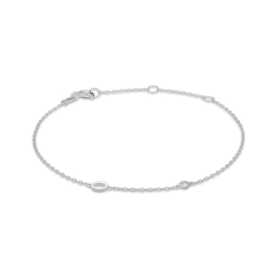 Rocksbox The Sideways Initial Lab-Grown Diamond "O" Bracelet Sterling Silver 8"