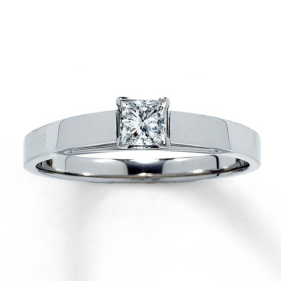 Now + Forever Diamond Solitaire Ring 1/4 carat Princess-Cut 14K White Gold (I/I2)