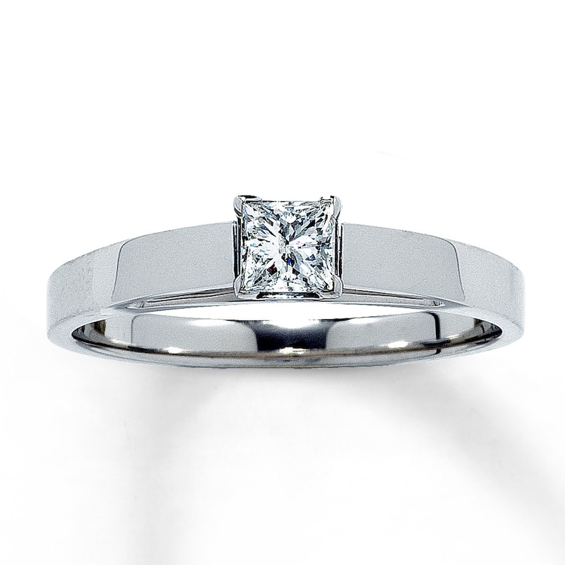 Diamond Solitaire Ring 1/4 carat Princess-Cut 14K White Gold (I/I2)