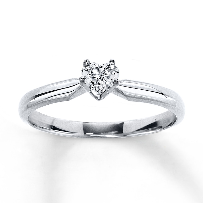 Diamond Solitaire Ring 1/4 carat Heart-shaped 14K White Gold (I/I2)