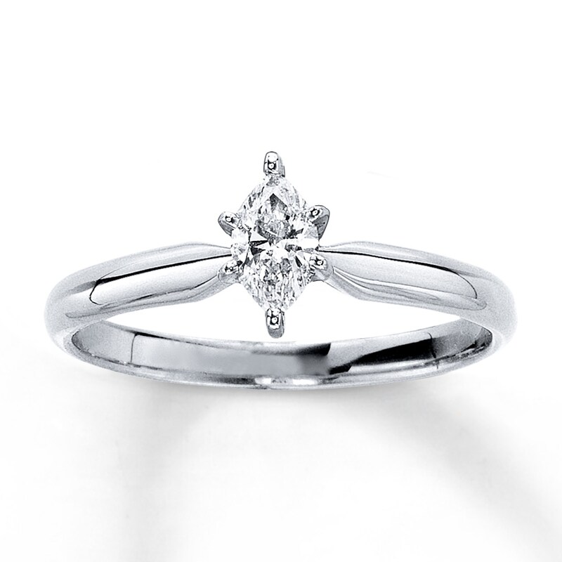 Diamond Solitaire Ring 1/4 carat Marquise 14K White Gold
