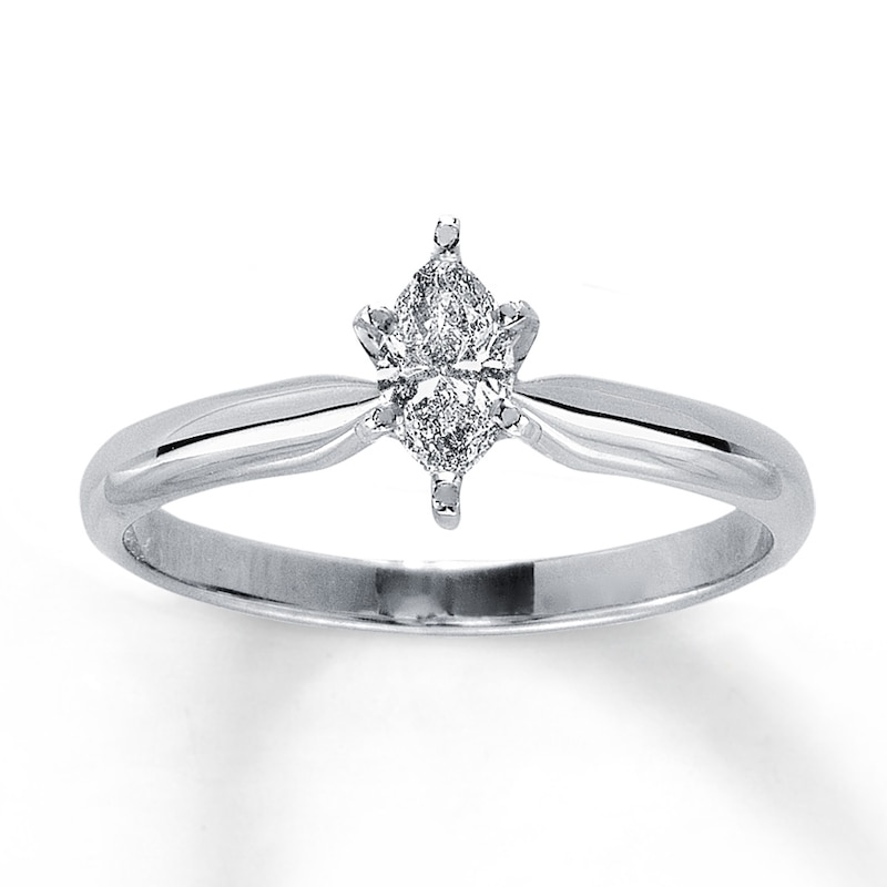 Main Image 1 of Diamond Solitaire Ring 1/3 carat Marquise 14K White Gold (I/I2)