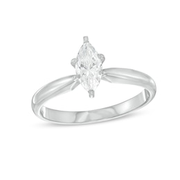 Diamond Solitaire Ring 1/2 carat Marquise 14K White Gold
