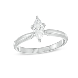 Now + Forever Diamond Solitaire Ring 1/2 carat Marquise 14K White Gold (I/I2)