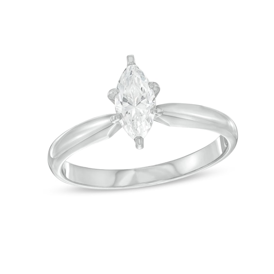 Now + Forever Diamond Solitaire Ring 1/2 carat Marquise 14K White Gold (I/I2)