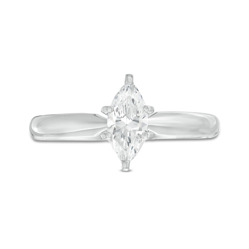 Diamond Solitaire Ring 1/2 carat Marquise 14K White Gold (I/I2)