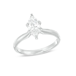 Diamond Solitaire Ring 1 carat Marquise 14K White Gold (I/I2)
