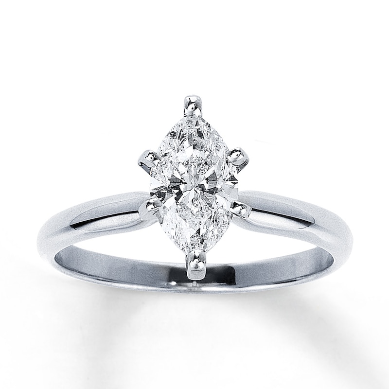 Certified Diamond Ring 1 carat Marquise 14K White Gold (I/I1)