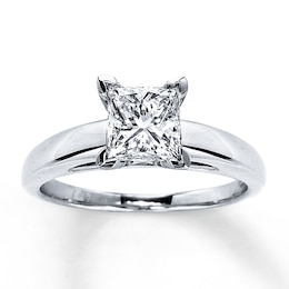 Certified Diamond Ring 2 Carats Princess-cut 14K White Gold