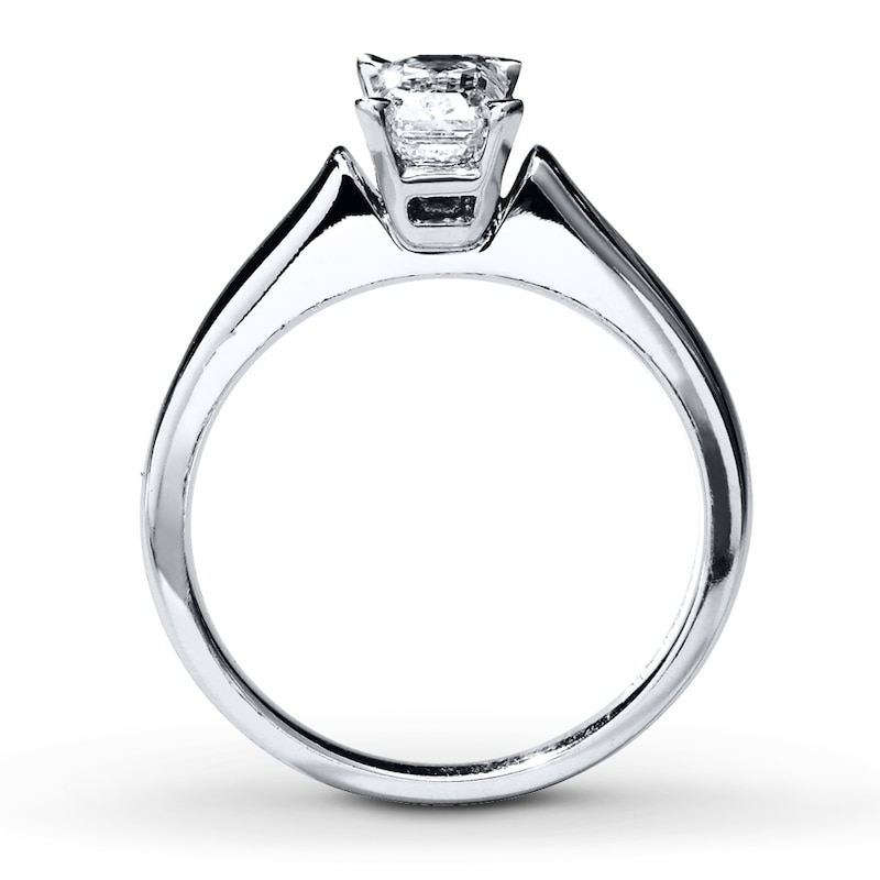 Diamond Solitaire Ring 1 Carat Emerald-cut 14K White Gold (I/SI2)