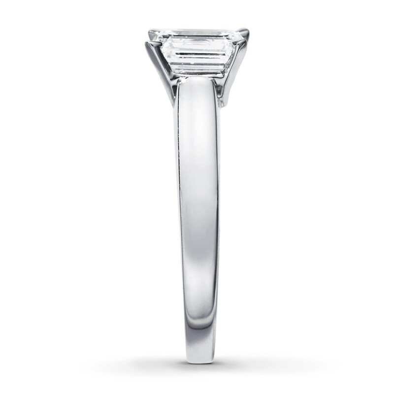 Diamond Solitaire Ring 1 Carat Emerald-cut 14K White Gold (I/SI2)