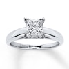 Certified Diamond Ring 1-1/4 carats Princess-cut 14K White Gold