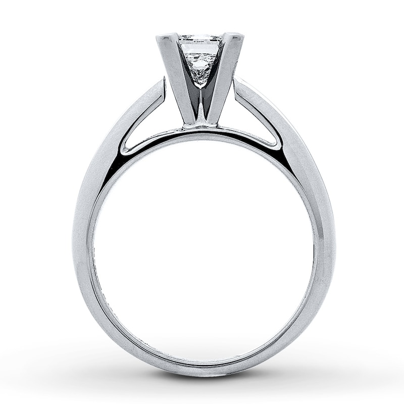 Certified Diamond Ring 1-1/4 carats Princess-cut 14K White Gold