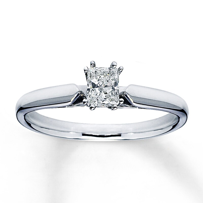 Diamond Solitaire Engagement Ring 1/3 ct tw Radiant-cut 14K White Gold