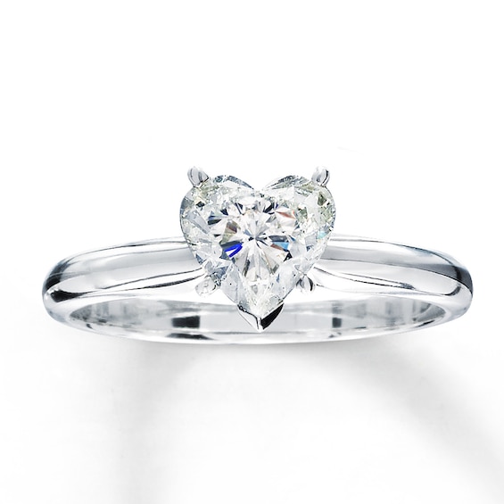 14K White Gold Diamond Heart Shape Ring