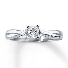 Now + Forever Diamond Solitaire Ring 3/8 Carat Princess-cut 14K White Gold (I/I2)