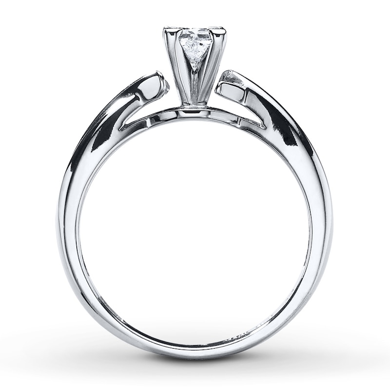 Diamond Solitaire Ring 3/8 Carat Princess-cut 14K White Gold (I/I2)