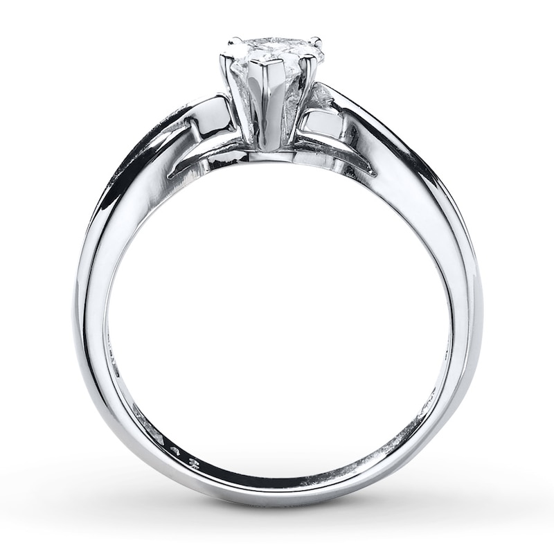 Solitaire Diamond Ring 3/8 ct tw Heart-cut 14K White Gold (I/I2)