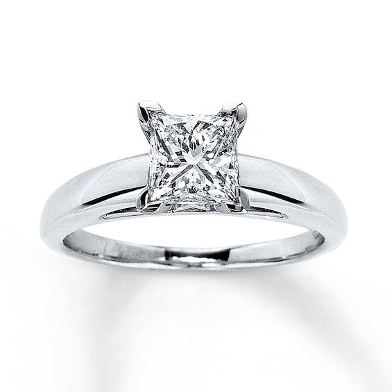 Now + Forever Diamond Solitaire Engagement Ring 1-1/5 ct tw Princess-cut 14K White Gold (I/I2)