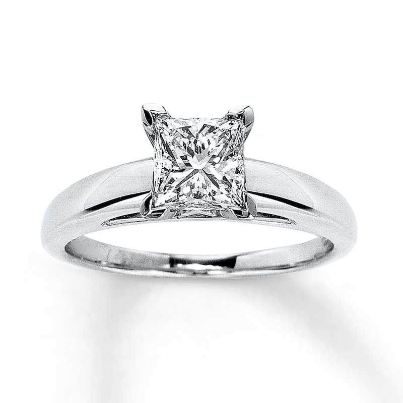 Diamond Solitaire Engagement Ring 1-1/5 ct tw Princess-cut 14K White Gold