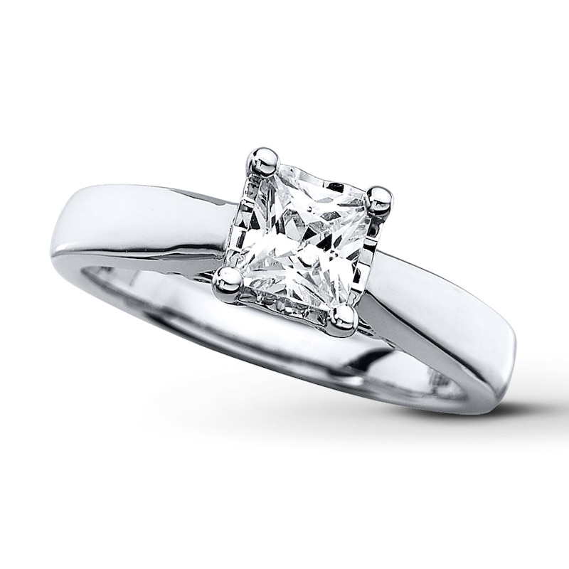 Diamond Solitaire Ring 3/4 Carat Princess-cut 10K White Gold (J/I3)