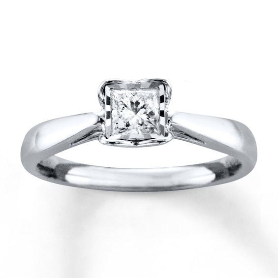 Diamond Ring 3 8 Carat Princess Cut 10k White Gold Kay
