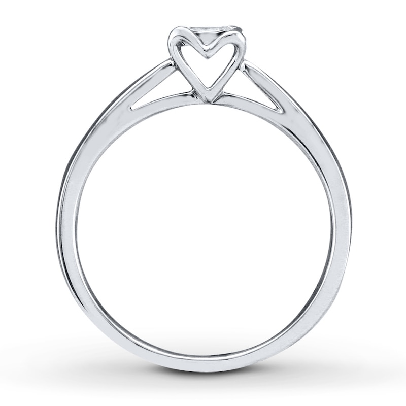 Diamond Ring 1/5 Carat Princess-cut 10K White Gold