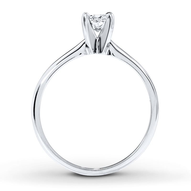 Diamond Solitaire Ring 1/3 Carat Princess-Cut 14K White Gold (I/I2)