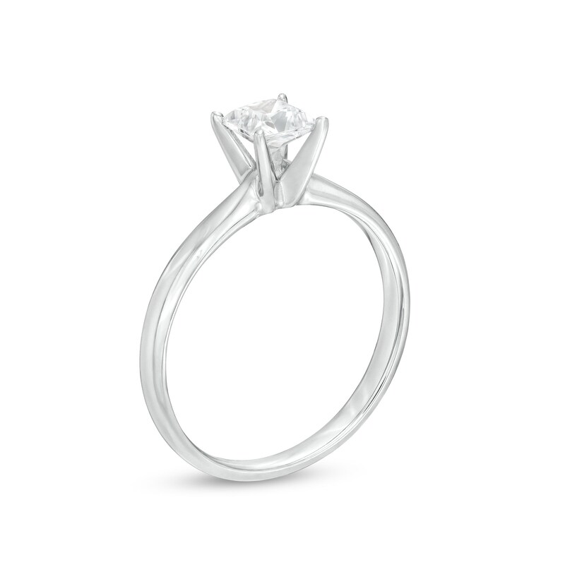 Diamond Solitaire Ring 1/2 Carat Princess-Cut 14K White Gold (I/I2)