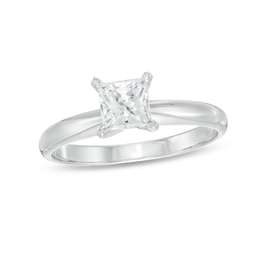 Diamond Solitaire Ring 3/4 Carat Princess-Cut 14K White Gold (I/I2)