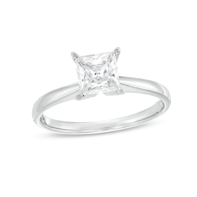 Diamond Solitaire Ring 1 Carat Princess-Cut 14K White Gold (I/I2)